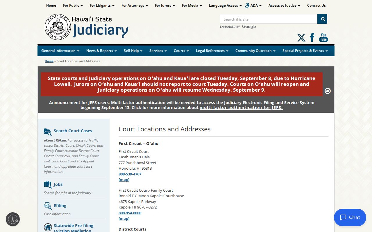 Hawaii County warrant records court locations without municipal courts